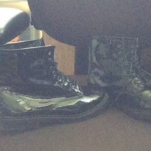 Patent leather combat boots